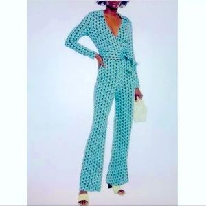DVF Geometric Print Silk Jumpsuit